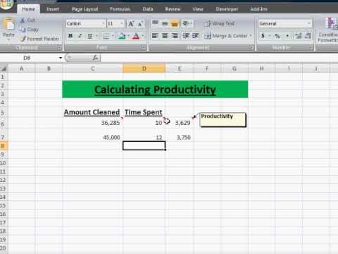 productivity and efficiency calculations