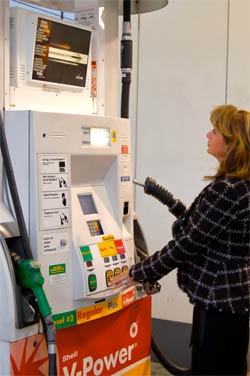 waiting in line to pump gasoline