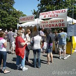 fast food line, lunch hour
