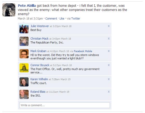 home-depot-facebook home depot social media customer service