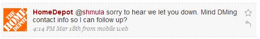 home-depot-tweet-response home depot customer service response