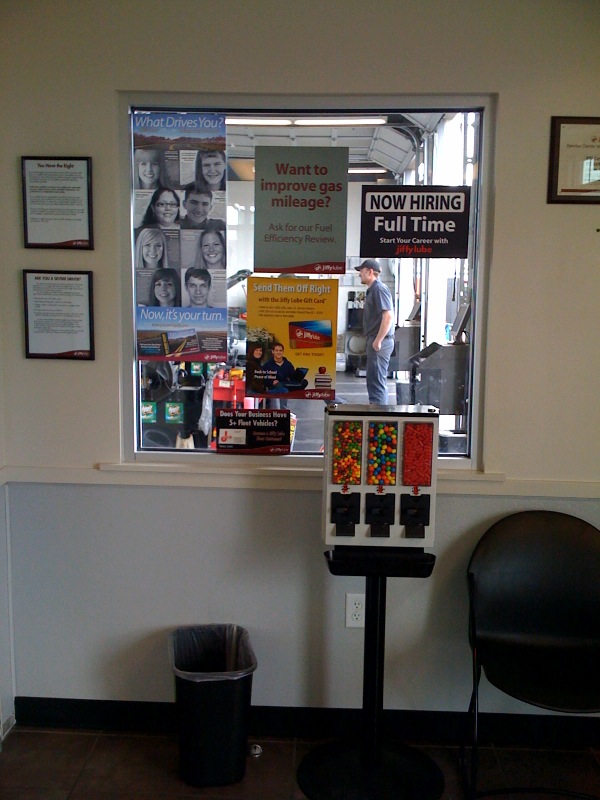 jiffy lube waiting room bay window and waiting
