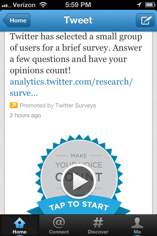 online-survey-twitter-example-1 online survey tools, twitter promoted tweet