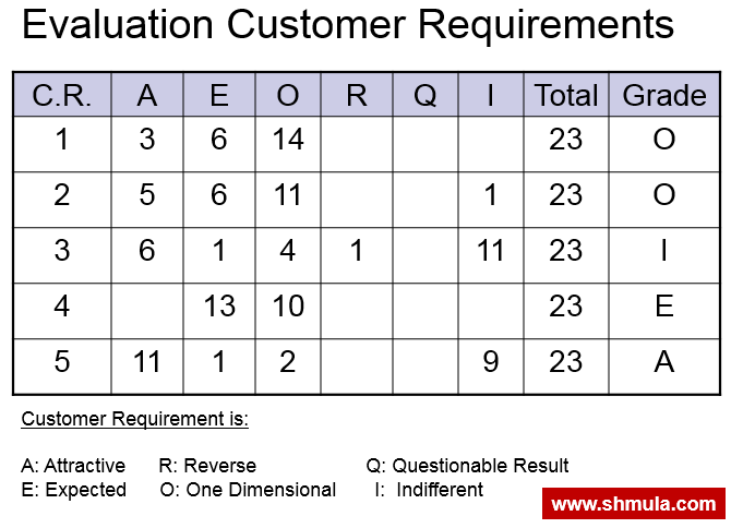 summary of survey results in kano analysis